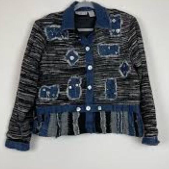 VINTAGE KEREN HART WOMEN JEANS JACKET DENIM SIZE XL - Picture 1 of 12